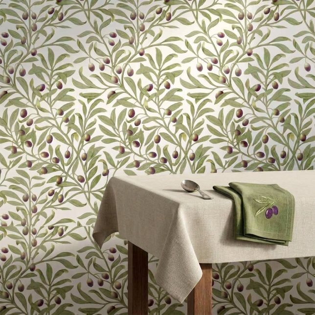 水彩オリーブの枝 グリーンセージの植物画 壁紙 (Watercolor Olive Branch Green Sage Botanical Wallpaper)