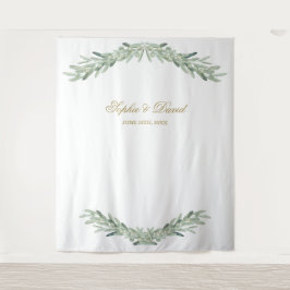 水彩オリーブの枝 フォトブース 背景 タペストリー