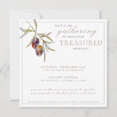 水彩オリーブの枝　生命の祝い 招待状 (裏面)