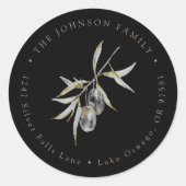 水彩オリーブの枝 返信先住所ラベル ラウンドシール (正面)