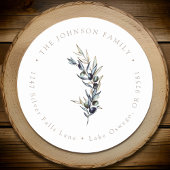 水彩オリーブの枝 返信先住所ラベル ラウンドシール