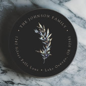 水彩オリーブの枝 返信先住所 ラウンドシール