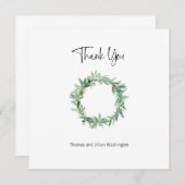水彩オリーブの花輪の感謝カード サンキューカード (正面/裏面)