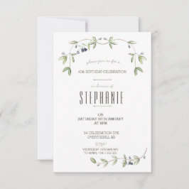 水彩オリーブの葉のつるの招待状 招待状