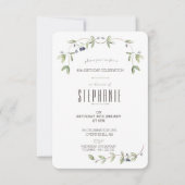 水彩オリーブの葉のつるの招待状 招待状 (正面)