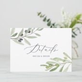 水彩オリーブの葉のブーケ　ウェディング　ディテール 案内状 (スタンド正面)
