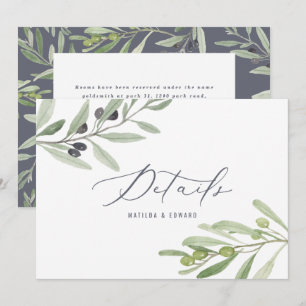 水彩オリーブの葉の装飾 ウェディング ディテール 案内状
