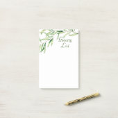 水彩オリーブの葉Post-It®メモ、4" x 6" ポストイット (デスク上)