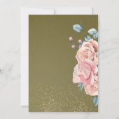 水彩オリーブグリーンと赤面ピンク結婚ズ 招待状 (裏面)