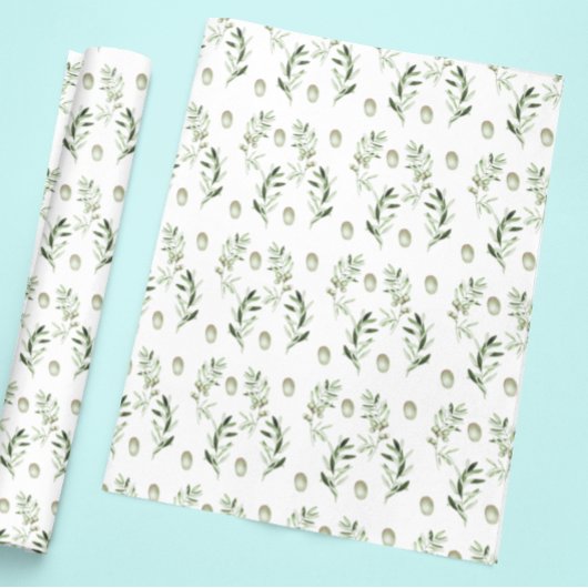 水彩オリーブグリーンギフト包装紙 ラッピングペーパーシート