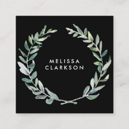 水彩オリーブブラックプロフェッショナル スクエア名刺