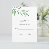 水彩オリーブブランチRSVPカード 出欠カード (スタンド正面)