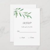水彩オリーブブランチRSVPカード 出欠カード (正面/裏面)