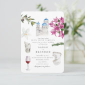 水彩オリーブブルータイルギリシャウェディング 招待状 (スタンド正面)