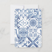 水彩オリーブブルータイル ギリシャ ウェディング 招待状 (裏面)