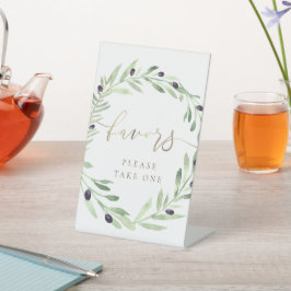 水彩オリーブリースペデスタル標識 台座サイン