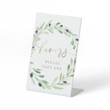 水彩オリーブリースペデスタル標識