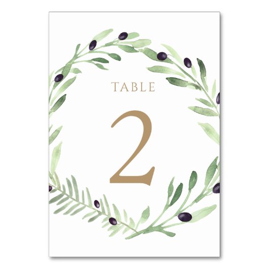水彩オリーブリース表番号2 テーブルナンバー (正面)