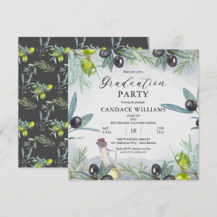 水彩オリーブ料理学校卒業パーティー 招待状