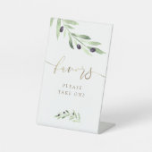 水彩オリーブ枝はペデスタルを支持する 台座サイン (正面)