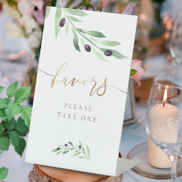 水彩オリーブ枝はペデスタルを支持する 台座サイン