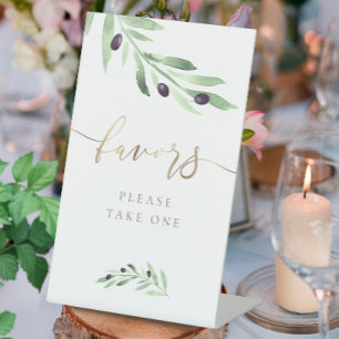 水彩オリーブ枝はペデスタルを支持する 台座サイン