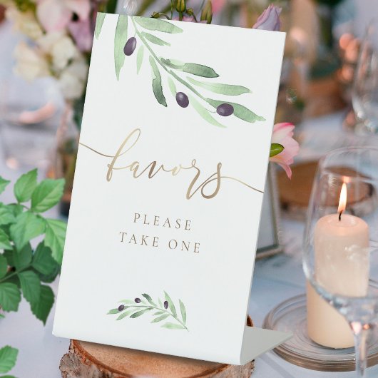 水彩オリーブ枝はペデスタルを支持する 台座サイン