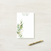 水彩オリーブ枝付きポストイット®メモ、4" x 6" ポストイット (デスク上)