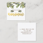 水彩オリーブ枝手作りスクエア スクエア名刺 (正面/裏面)