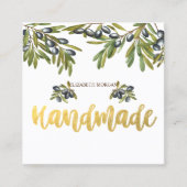 水彩オリーブ枝手作りスクエア スクエア名刺 (正面)