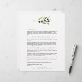 水彩オリーブ枝letterheadテンプレート レターヘッド