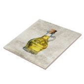 水彩オリーブ油ボトルテクスチフェイクャ タイル (側面)