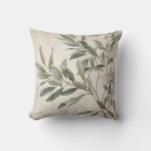水彩オリーブ素朴の枝 クッション (正面)