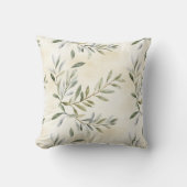 水彩オリーブ素朴の枝 クッション (正面)