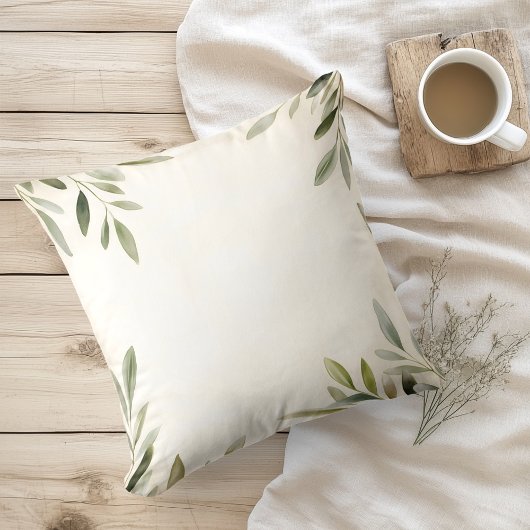 水彩オリーブ素朴の枝 クッション