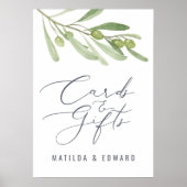 水彩オリーブ結婚のカードとギフトの予算 ポスター (正面)