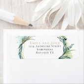 水彩オリーブ結婚リーフ差出人住所 ラベル (インサイチュ)