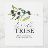 水彩オリーブ花嫁プロポーザルのラベル ワインラベル (シングルラベル)