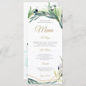 水彩オリーブ葉の幾何学模様結婚枠 メニュー (正面/裏面)