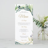 水彩オリーブ葉の幾何学模様結婚枠 メニュー (スタンド正面)