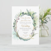 水彩オリーブ葉リース幾何結婚品 招待状 (スタンド正面)