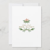 水彩オリーブ葉金ゴールドブライダルティーパーティー 招待状 (裏面)