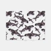 水彩オルカ フリースブランケット (正面(横))