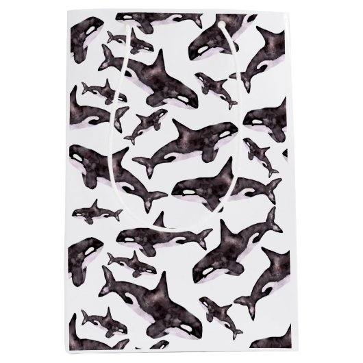 水彩オルカ ミディアムペーパーバッグ (正面)