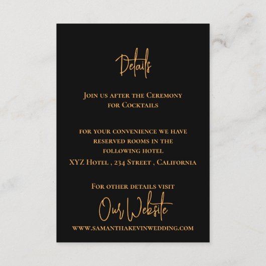 水彩オレンかわいらしジフローラ結婚の詳細 エンクロージャーカード (裏面)