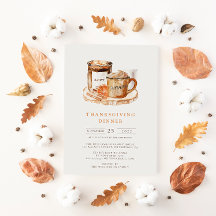 水彩オレンジかぼちゃラテ＆キャンドル 感謝祭