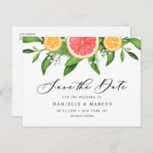 水彩オレンジとグレープフルーツ日付を保存 案内ポストカード (正面/裏面)