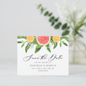 水彩オレンジとグレープフルーツ日付を保存 案内ポストカード (スタンド正面)