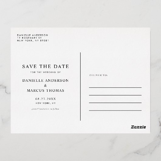 水彩オレンジとグレープフルーツ日付を保存 箔招待状ポストカード (裏面)