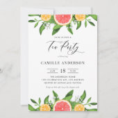 水彩オレンジとグレープフルーツ茶パーティー 招待状 (正面)